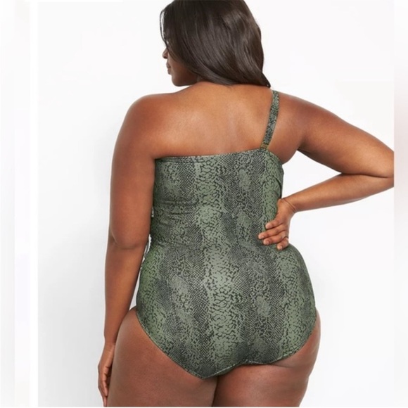 Lane Bryant SWIM BY CACIQUE Women 18 One Piece Bathing Suit Green Leopard Print - Picture 2 of 5